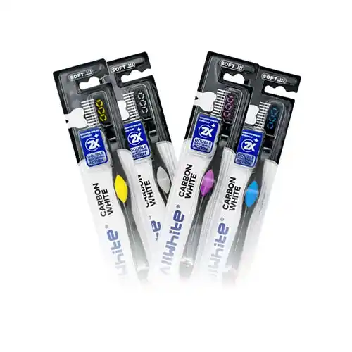 10 مسواک آلوایت مدل Carbon White سفیدکننده با کربن فعال برس نرم AllWhite Carbon White Toothbrush Soft Brush مسواکالا مسواک کالا mesvakala