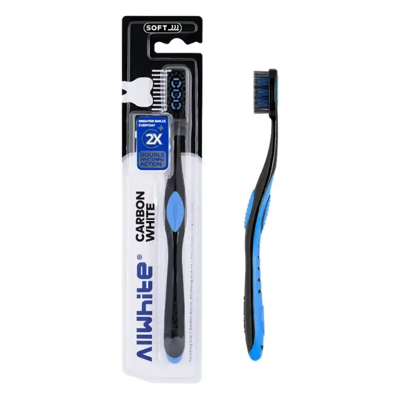 2 مسواک آلوایت مدل Carbon White سفیدکننده با کربن فعال برس نرم AllWhite Carbon White Toothbrush Soft Brush مسواکالا مسواک کالا mesvakala