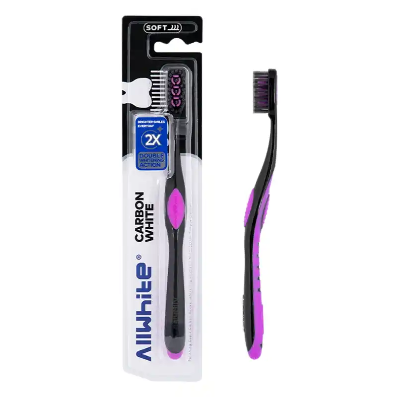 4 مسواک آلوایت مدل Carbon White سفیدکننده با کربن فعال برس نرم AllWhite Carbon White Toothbrush Soft Brush مسواکالا مسواک کالا mesvakala