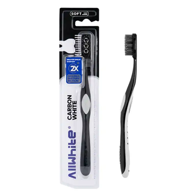 5 مسواک آلوایت مدل Carbon White سفیدکننده با کربن فعال برس نرم AllWhite Carbon White Toothbrush Soft Brush مسواکالا مسواک کالا mesvakala
