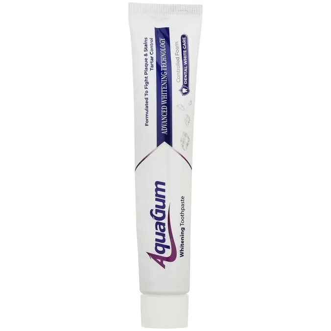 1 خمیر دندان آکواگام مدل Advanced Whitening_وزن 100 گرمی AquaGum Advanced Whitening Toothpaste_100g مسواکالا مسواک کالا mesvakala