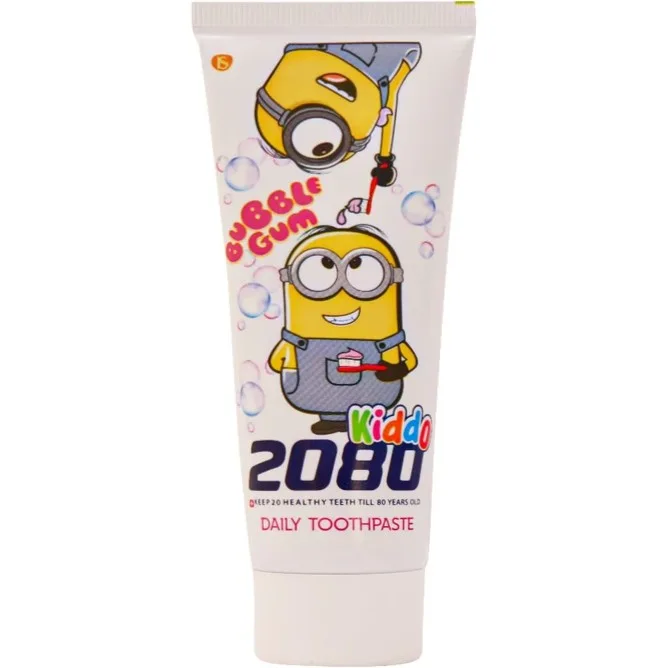 1 خمیر دندان کودک 2080 سری kiddo طعم آدامس بادکنکی 2080 Kiddo Daily Toothpaste – Bubble Gum Flavor مسواکالا مسواک کالا mesvakala