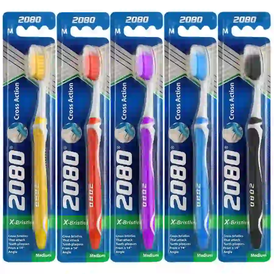 3 مسواک کراس اکشن ۲۰۸۰ _ برس متوسط 2080 Cross Action Medium Toothbrush مسواکالا مسواک کالا mesvakala