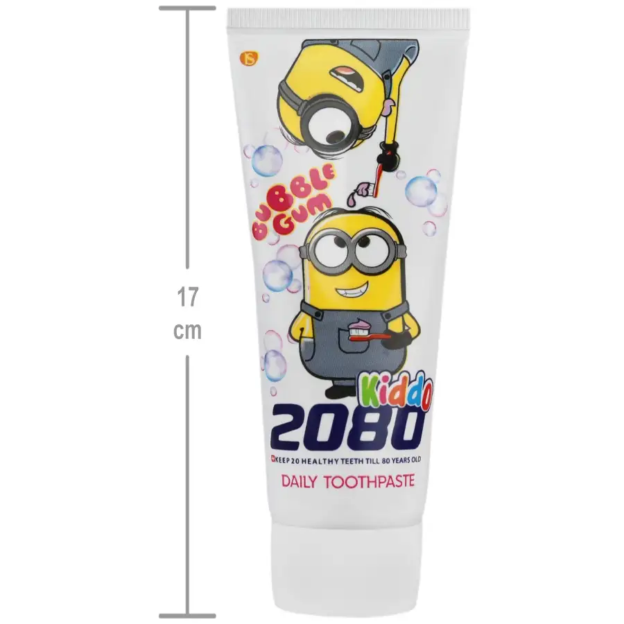 5 خمیر دندان کودک 2080 سری kiddo طعم آدامس بادکنکی 2080 Kiddo Daily Toothpaste – Bubble Gum Flavor مسواکالا مسواک کالا mesvakala