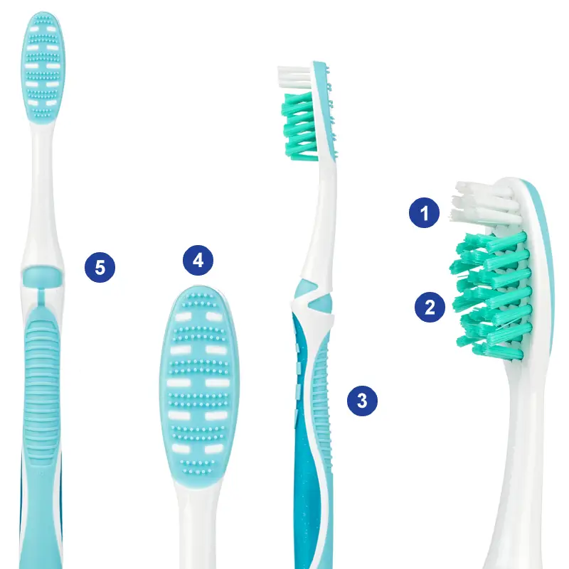 5 مسواک کراس اکشن ۲۰۸۰ _ برس متوسط 2080 Cross Action Medium Toothbrush مسواکالا مسواک کالا mesvakala