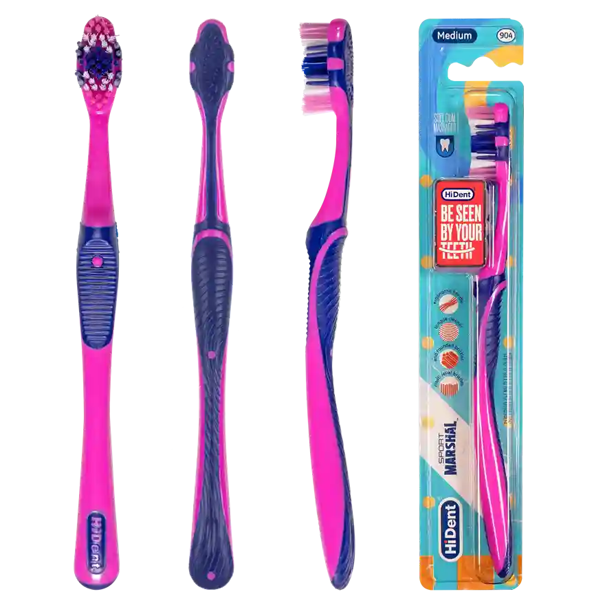 2 مسواک اسپورت مارشال هایدنت برس متوسط hident sport marshal medium toothbrush مسواکالا مسواک کالا mesvakala