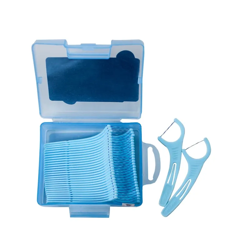 4 نخ دندان کمانی کانفیدنت با عملکرد دوگانه رنگ آبی مسواکالا mesvakala