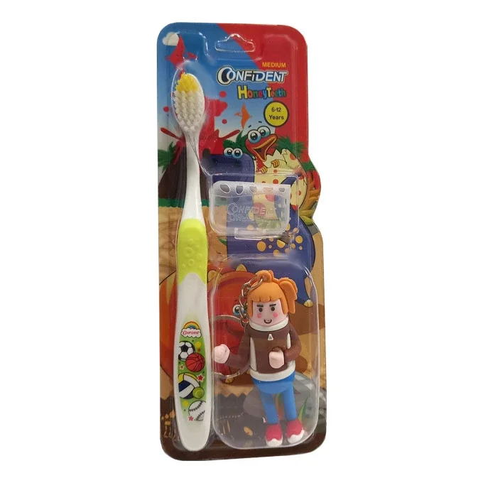 1 مسواک کودک کانفیدنت مدل Honey Teeth Gift با برس متوسط همراه با جایزه mesvakala مسواکالا