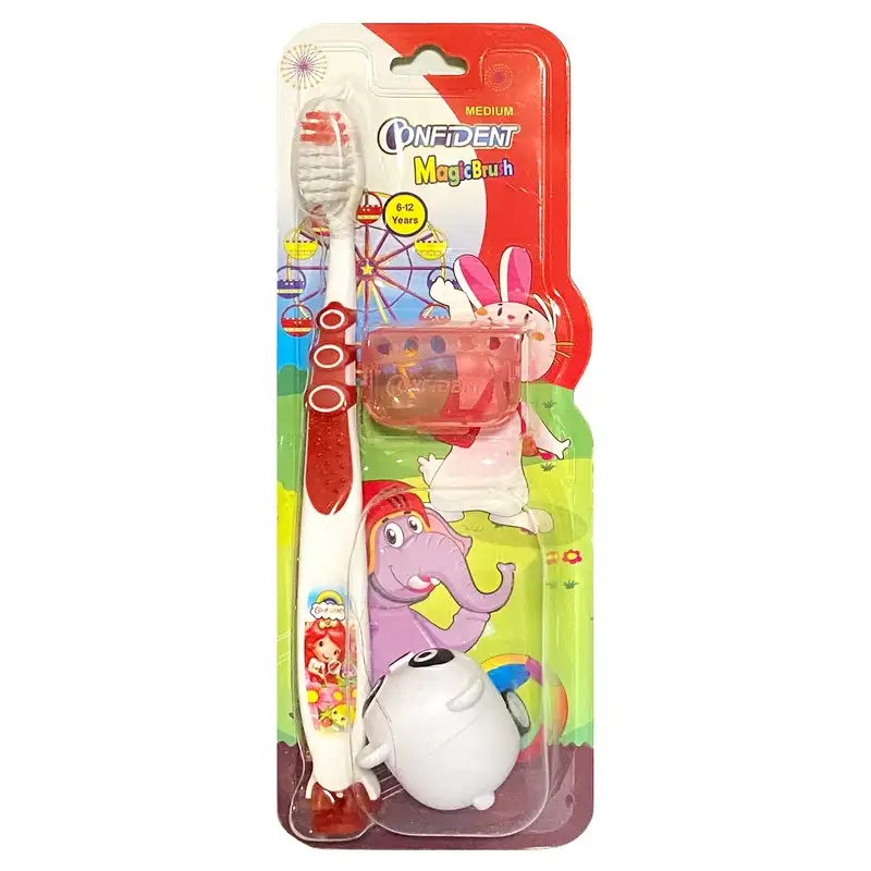 3 مسواک کودک کانفیدنت مدل Magic Brush Gift مجیک براش با برس متوسط همراه با جایزه mesvakala مسواکالا