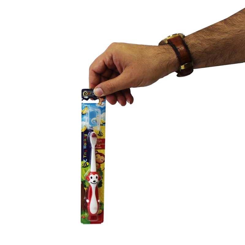 3 مسواک کودک کانفیدنت مدل Tiny Monkey میمون کوچک با برس خیلی نرم confident mesvakala مسواکالا