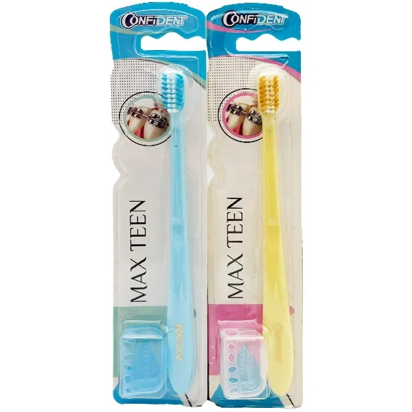 5 مسواک ارتودنسی کانفیدنت مدل Max Teen مکس تین با برس ترکیبی (نرم و متوسط)