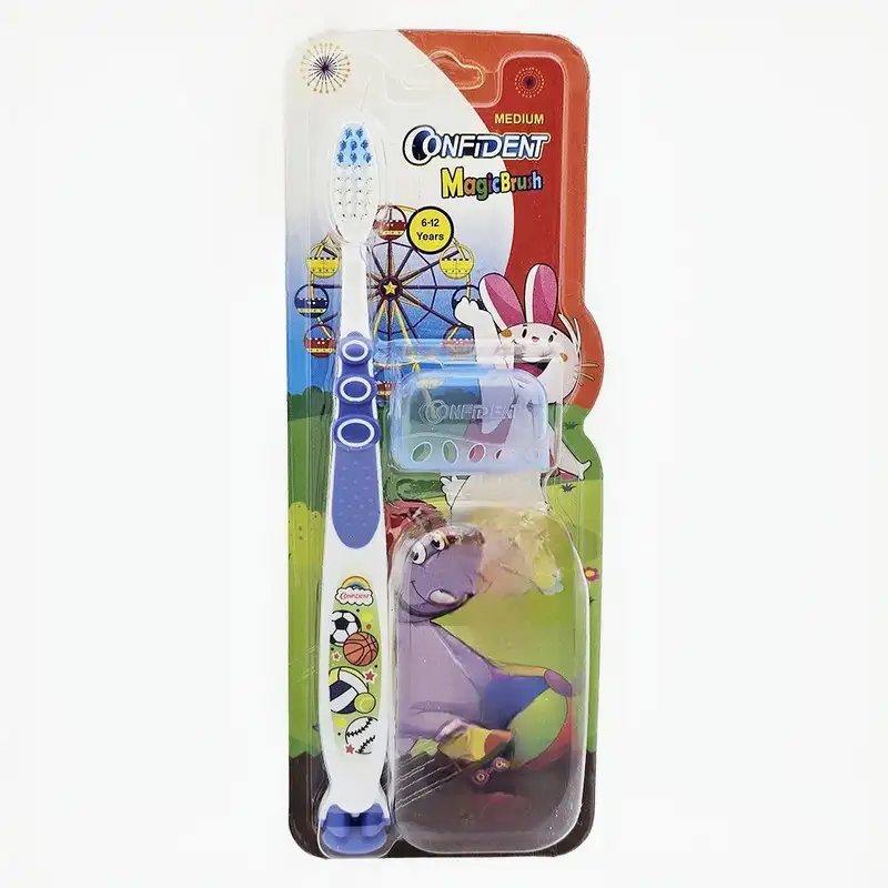 6 مسواک کودک کانفیدنت مدل Magic Brush Gift مجیک براش با برس متوسط همراه با جایزه mesvakala مسواکالا