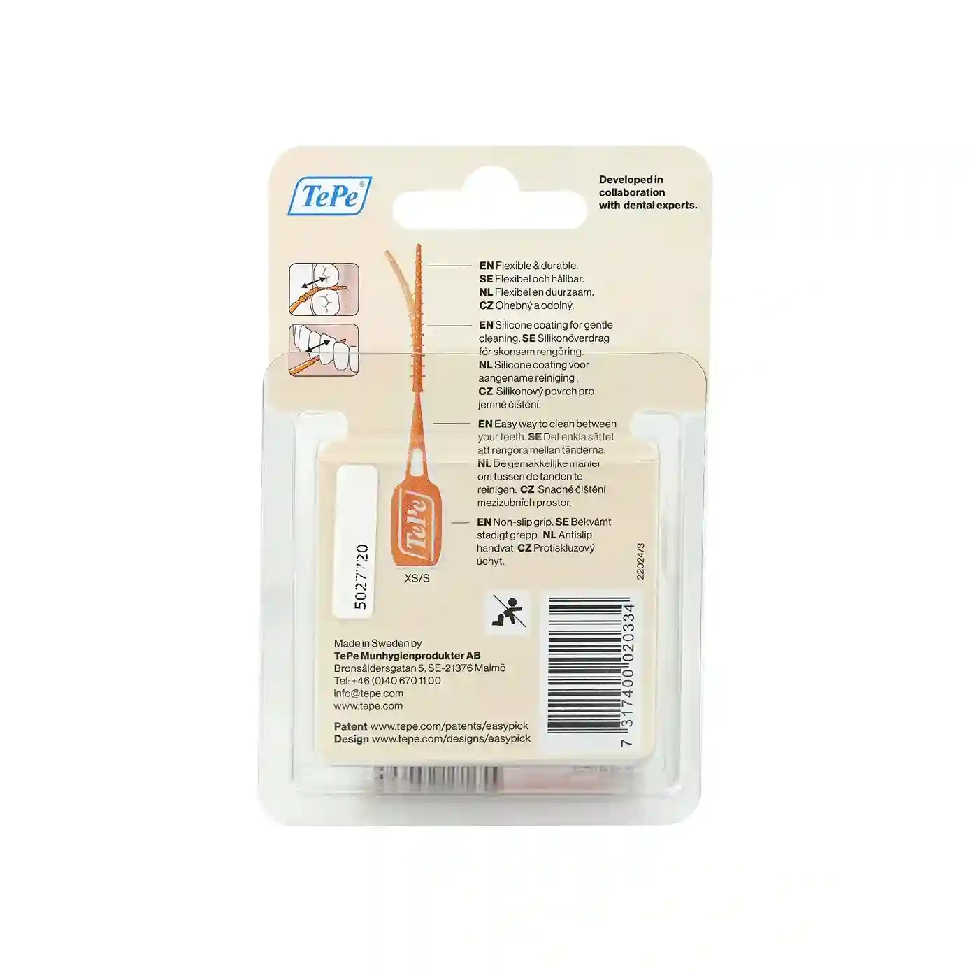 7 مسواک بین دندانی تپه TePe مدل EasyPick سایز XS_S کوچک رنگ نارنجی mesvakala مسواکالا