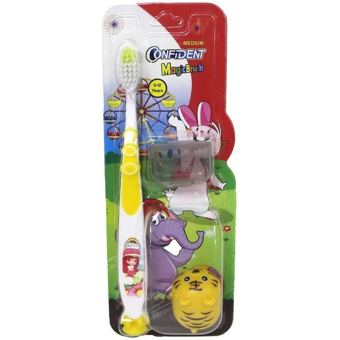 7 مسواک کودک کانفیدنت مدل Magic Brush Gift مجیک براش با برس متوسط همراه با جایزه mesvakala مسواکالا