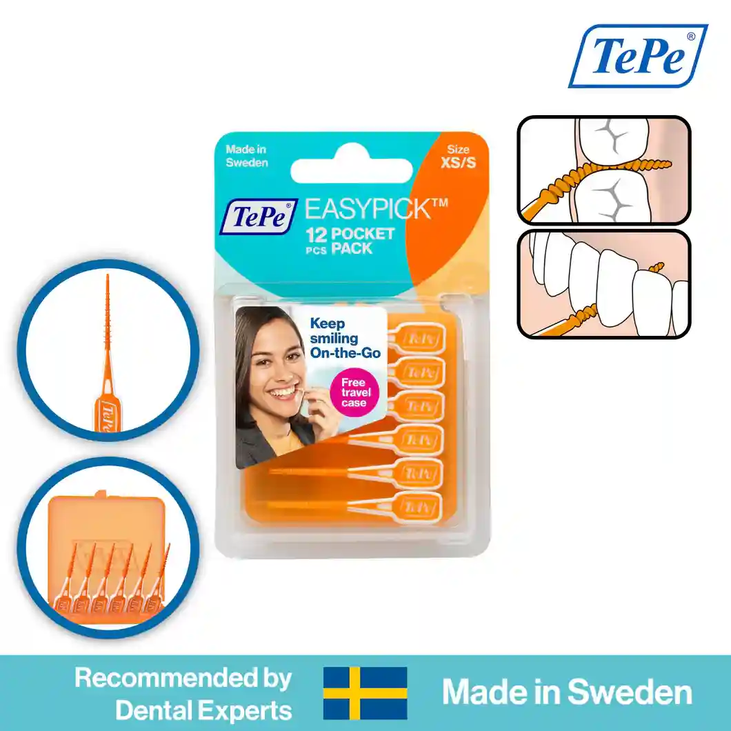 8 مسواک بین دندانی تپه TePe مدل EasyPick سایز XS_S کوچک رنگ نارنجی mesvakala مسواکالا