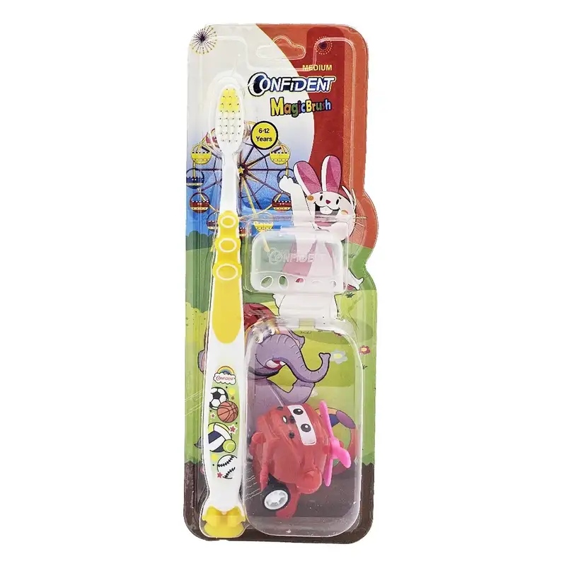 8 مسواک کودک کانفیدنت مدل Magic Brush Gift مجیک براش با برس متوسط همراه با جایزه mesvakala مسواکالا